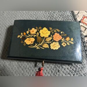 Sorrento Hand Made Music Jewelry Trinket Wood Box Reuge Swiss  Musical Movement